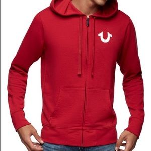 Red True Religion Red size large zip up hoodie!